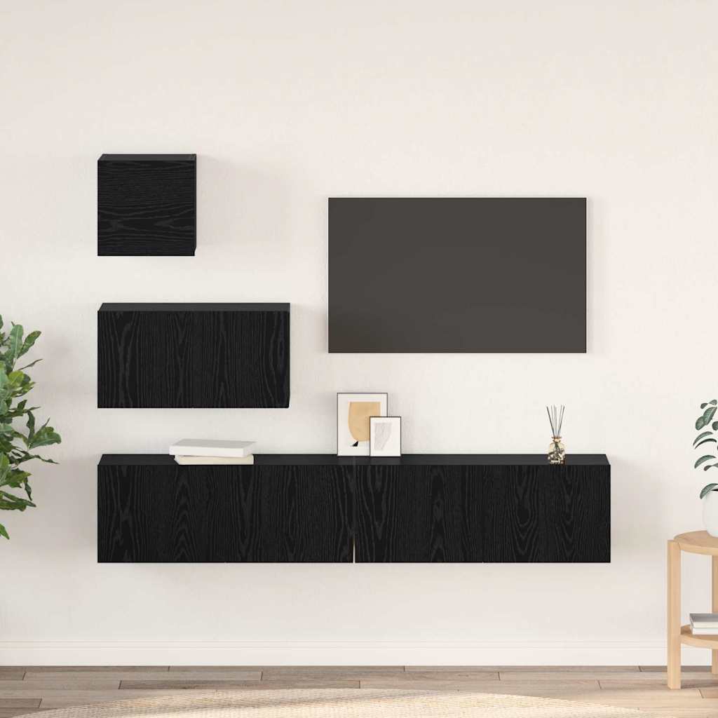 Wand TV Schrank 4 pcs Schwarze Eiche 80 x 30 x 30,5 cm