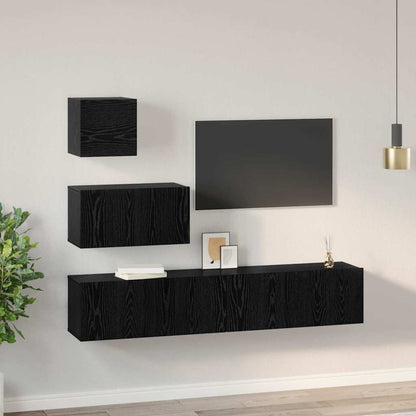 Wand TV Schrank 4 pcs Schwarze Eiche 80 x 30 x 30,5 cm
