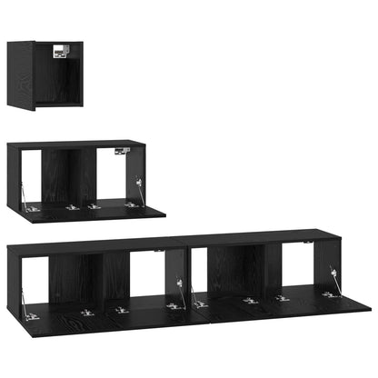 TV-Schrankset 3 pcs Schwarz Eichen-Optik Holzwerkstoff