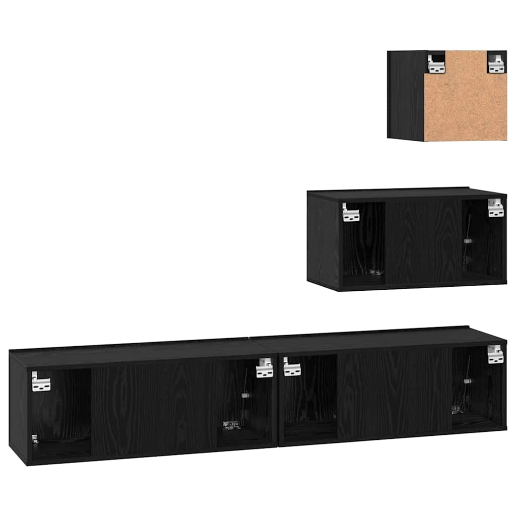Wand TV Schrank 4 pcs Schwarze Eiche 80 x 30 x 30,5 cm