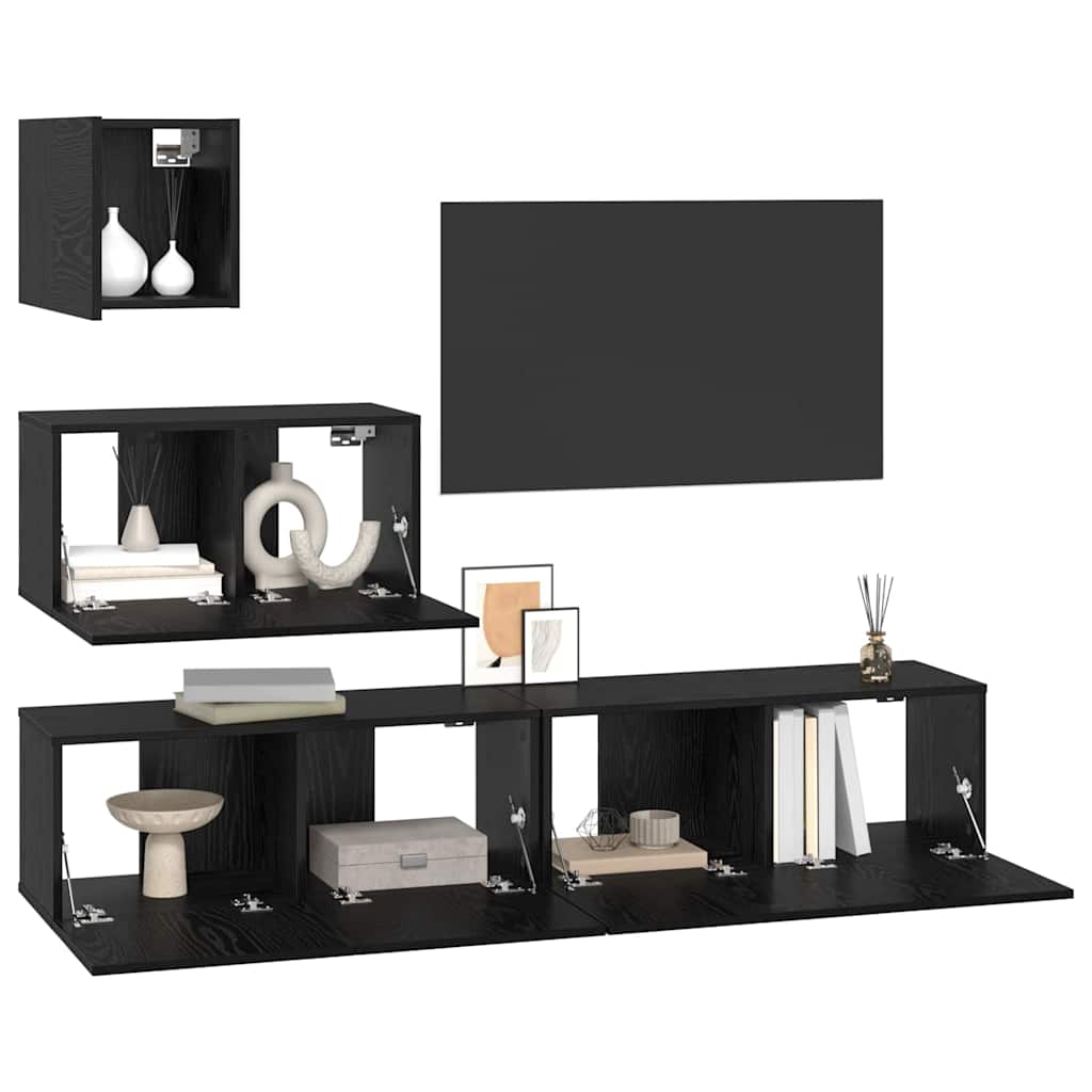 Wand TV Schrank 4 pcs Schwarze Eiche 80 x 30 x 30,5 cm