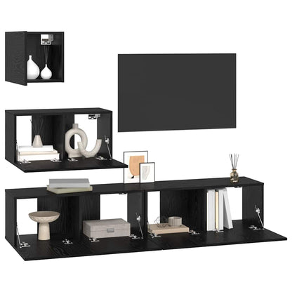 Wand TV Schrank 4 pcs Schwarze Eiche 80 x 30 x 30,5 cm