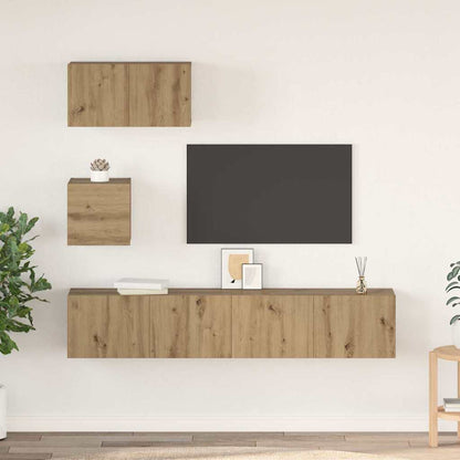 TV-Schrank Set 4 pcs Eiche handwerklich 80 x 30 x 30 cm