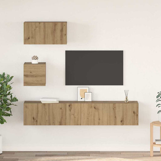 TV-Schrank Set 4 pcs Eiche handwerklich 80 x 30 x 30 cm