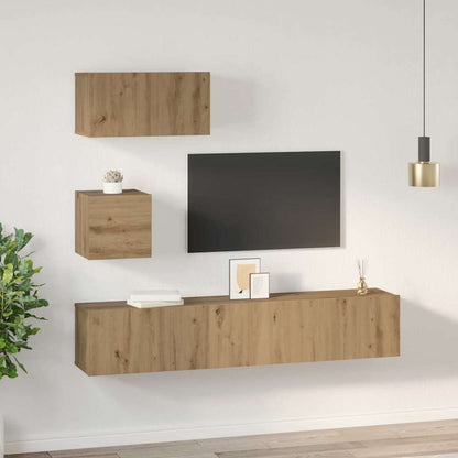 TV-Schrank Set 4 pcs Eiche handwerklich 80 x 30 x 30 cm