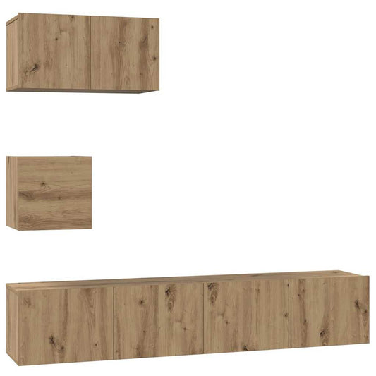 TV-Schrank Set 4 pcs Eiche handwerklich 80 x 30 x 30 cm