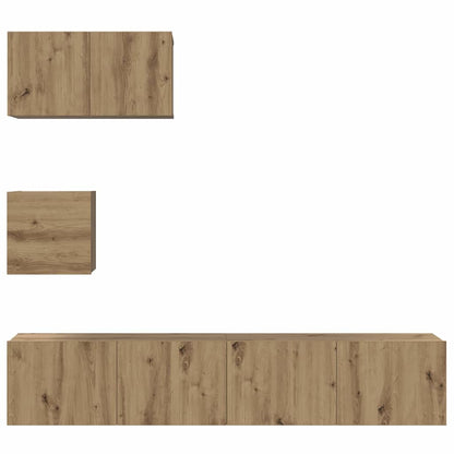 TV-Schrank Set 4 pcs Eiche handwerklich 80 x 30 x 30 cm