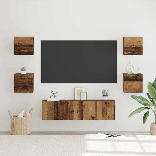 TV-Möbel-Set Wandmontiert 6 pcs Altholz Mittel 120 x 30 x 30 cm