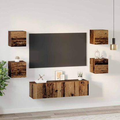 TV-Möbel-Set Wandmontiert 6 pcs Altholz Mittel 120 x 30 x 30 cm