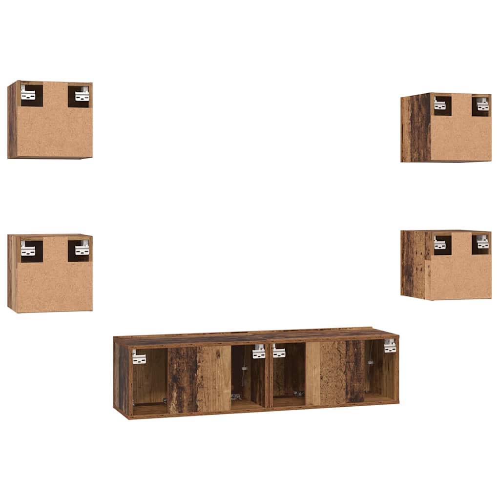 TV-Möbel-Set Wandmontiert 6 pcs Altholz Mittel 120 x 30 x 30 cm