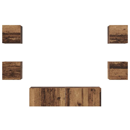 TV-Möbel-Set Wandmontiert 6 pcs Altholz Mittel 120 x 30 x 30 cm