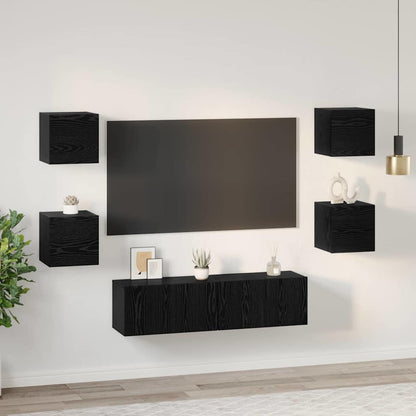 TV-Möbel-Set 6 pcs Schwarze Eiche Mittel 120 x 30 x 30 cm