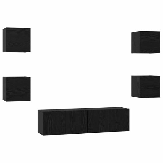 TV-Möbel-Set 6 pcs Schwarze Eiche Mittel 120 x 30 x 30 cm