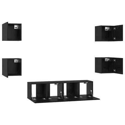 TV-Möbel-Set 6 pcs Schwarze Eiche Mittel 120 x 30 x 30 cm