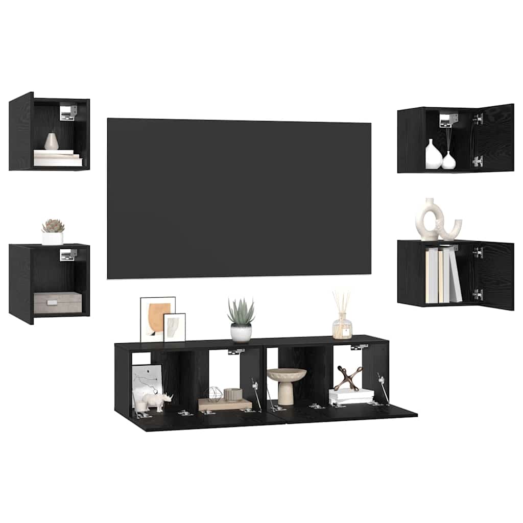 TV-Möbel-Set 6 pcs Schwarze Eiche Mittel 120 x 30 x 30 cm