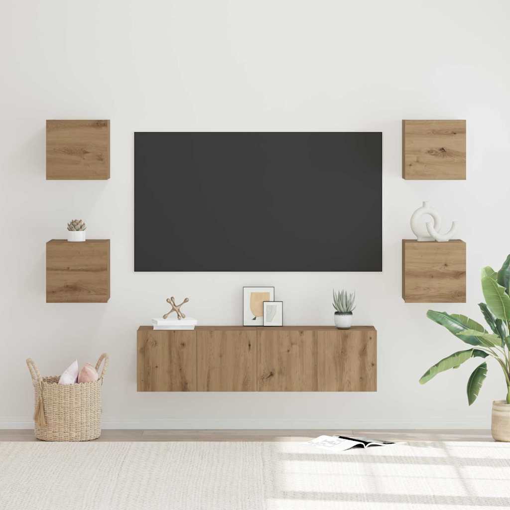 TV-Möbel-Set 6 pcs Eiche handwerklich 60 x 30 x 30 cm