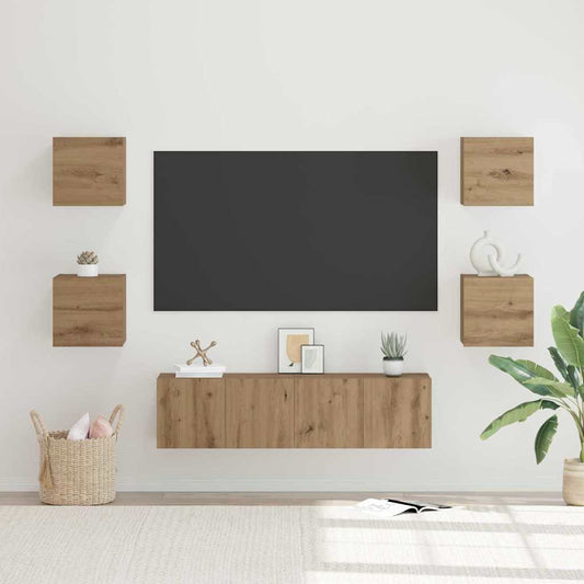 TV-Möbel-Set 6 pcs Eiche handwerklich 60 x 30 x 30 cm