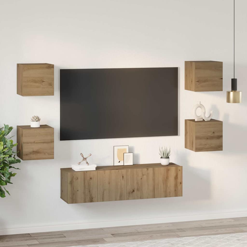TV-Möbel-Set 6 pcs Eiche handwerklich 60 x 30 x 30 cm