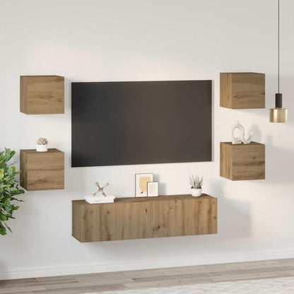 TV-Möbel-Set 6 pcs Eiche handwerklich 60 x 30 x 30 cm