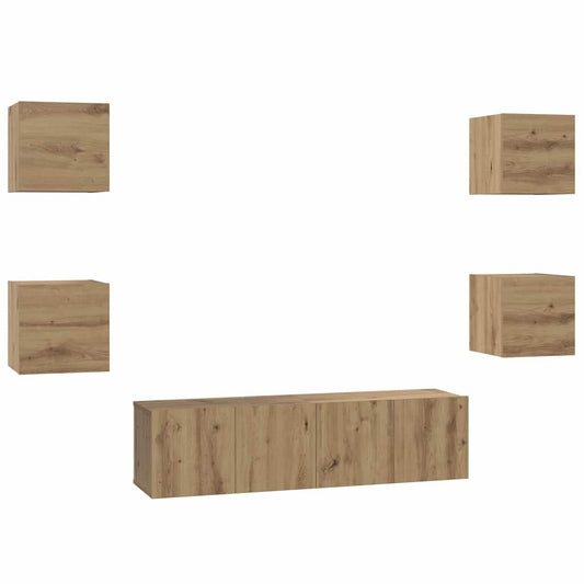 TV-Möbel-Set 6 pcs Eiche handwerklich 60 x 30 x 30 cm