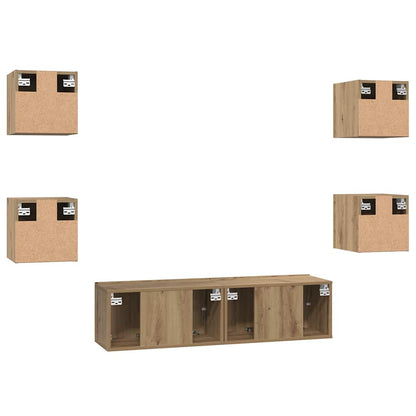 TV-Möbel-Set 6 pcs Eiche handwerklich 60 x 30 x 30 cm