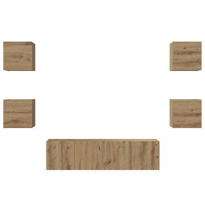 TV-Möbel-Set 6 pcs Eiche handwerklich 60 x 30 x 30 cm