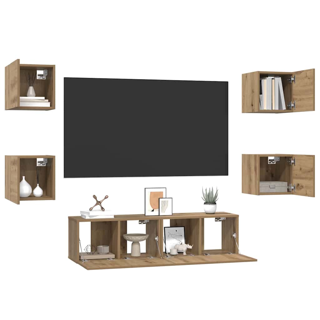 TV-Möbel-Set 6 pcs Eiche handwerklich 60 x 30 x 30 cm
