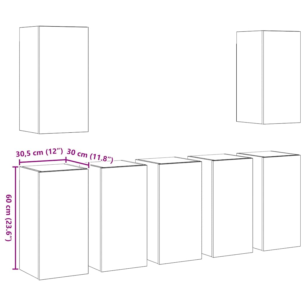 TV-Möbel-Set 7 pcs Altholz 30,5 x 30 x 60 cm Holzwerkstoff