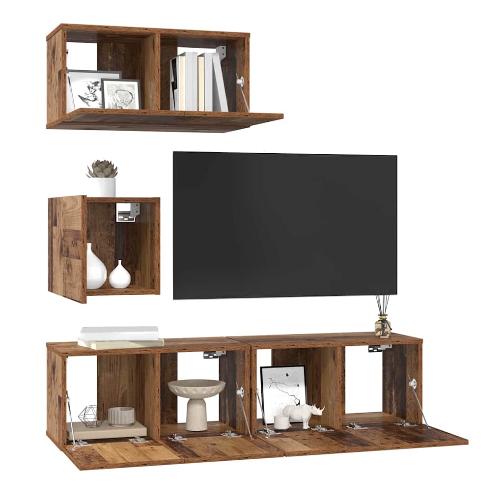 TV-Möbel-Set 4 pcs Altholz 60 x 30 x 30 cm Holzwerkstoff