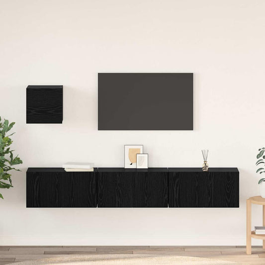 TV-Möbel-Set 4 pcs Schwarze Eiche 60 x 30 x 30 cm Holzwerkstoff