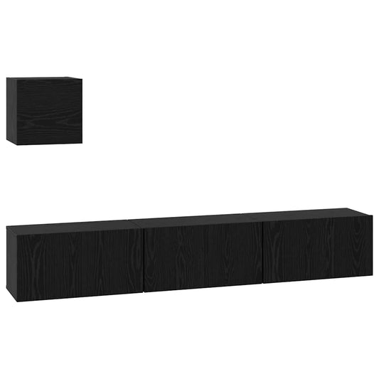 TV-Möbel-Set 4 pcs Schwarze Eiche 60 x 30 x 30 cm Holzwerkstoff