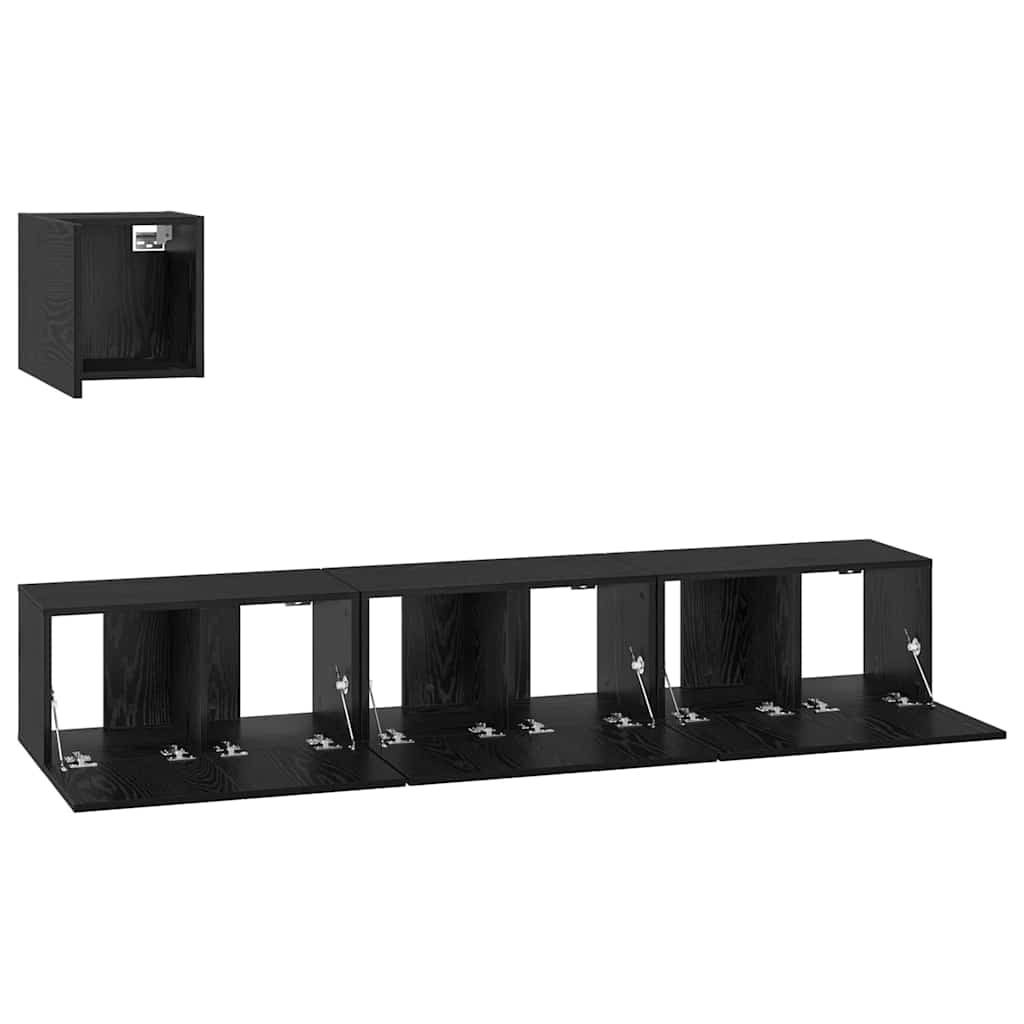 TV-Möbel-Set 4 pcs Schwarze Eiche 60 x 30 x 30 cm Holzwerkstoff