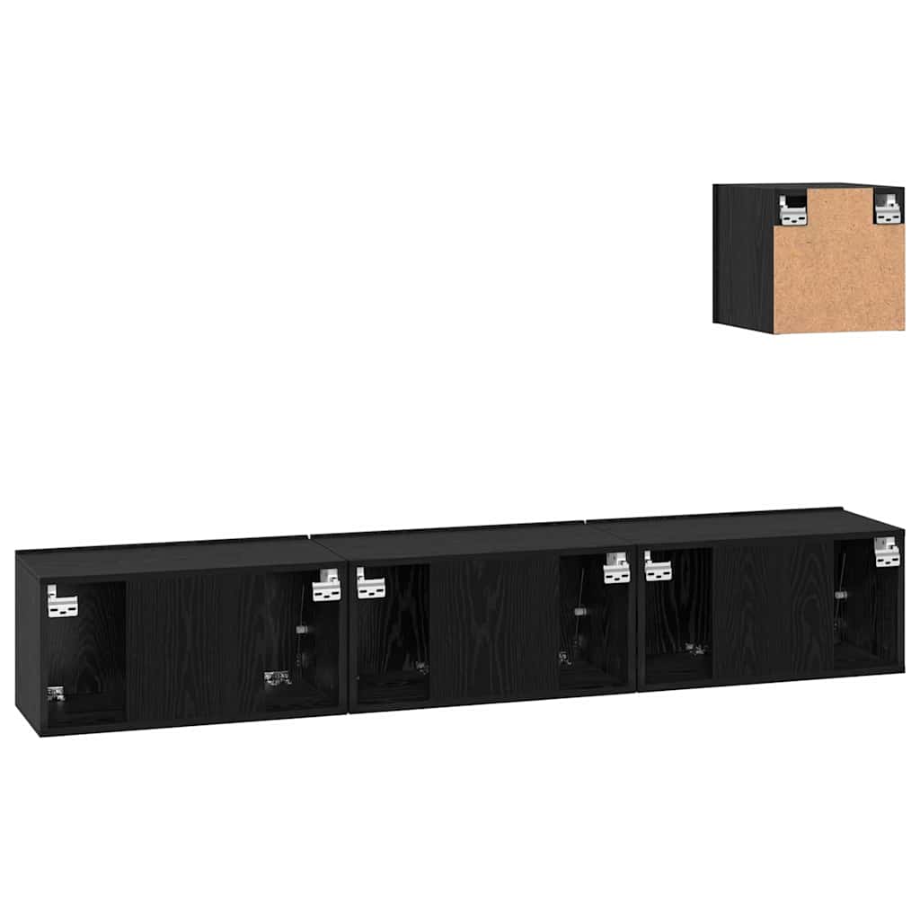 TV-Möbel-Set 4 pcs Schwarze Eiche 60 x 30 x 30 cm Holzwerkstoff