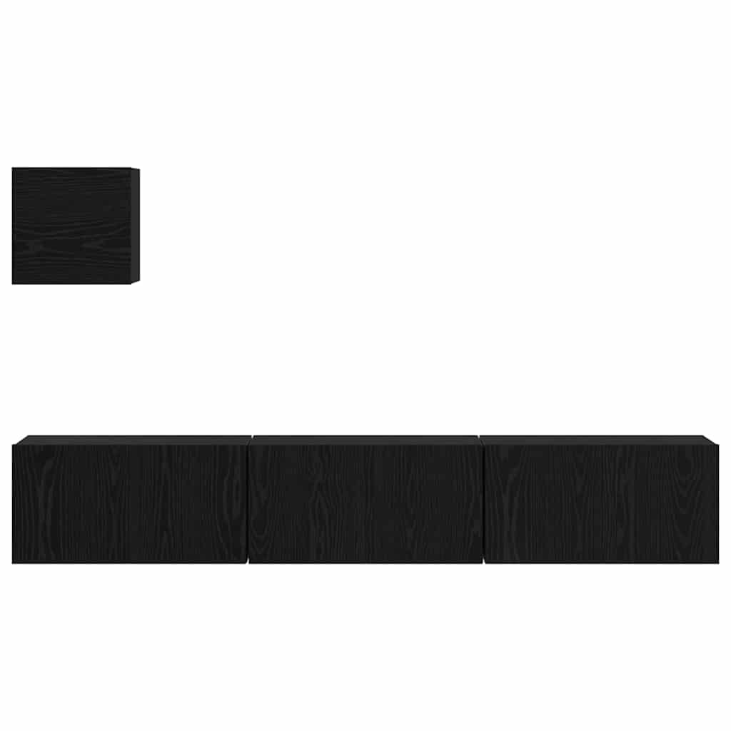 TV-Möbel-Set 4 pcs Schwarze Eiche 60 x 30 x 30 cm Holzwerkstoff