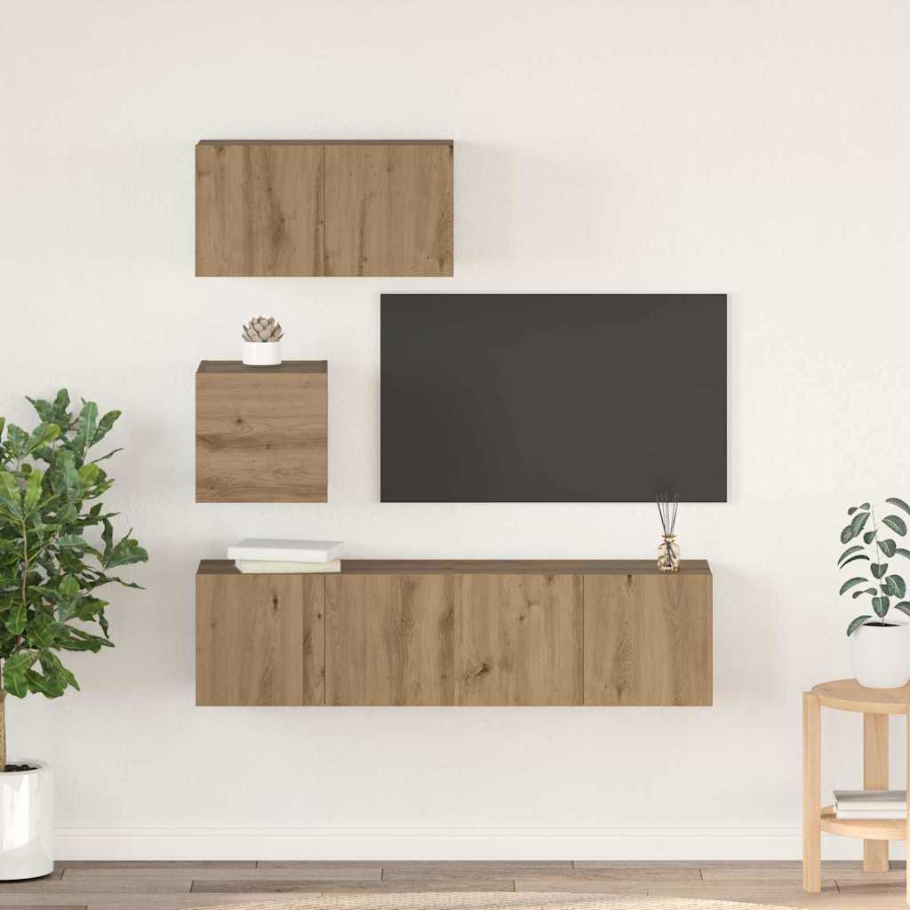 TV-Möbel-Set 4 pcs Eiche handwerklich 60 x 30 x 30 cm