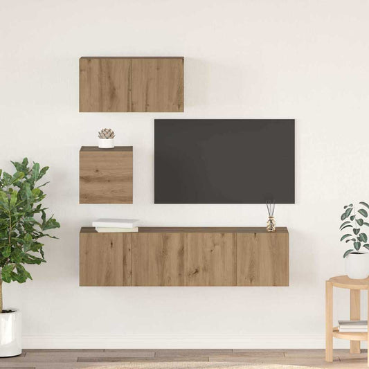TV-Möbel-Set 4 pcs Eiche handwerklich 60 x 30 x 30 cm