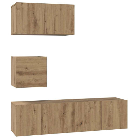 TV-Möbel-Set 4 pcs Eiche handwerklich 60 x 30 x 30 cm