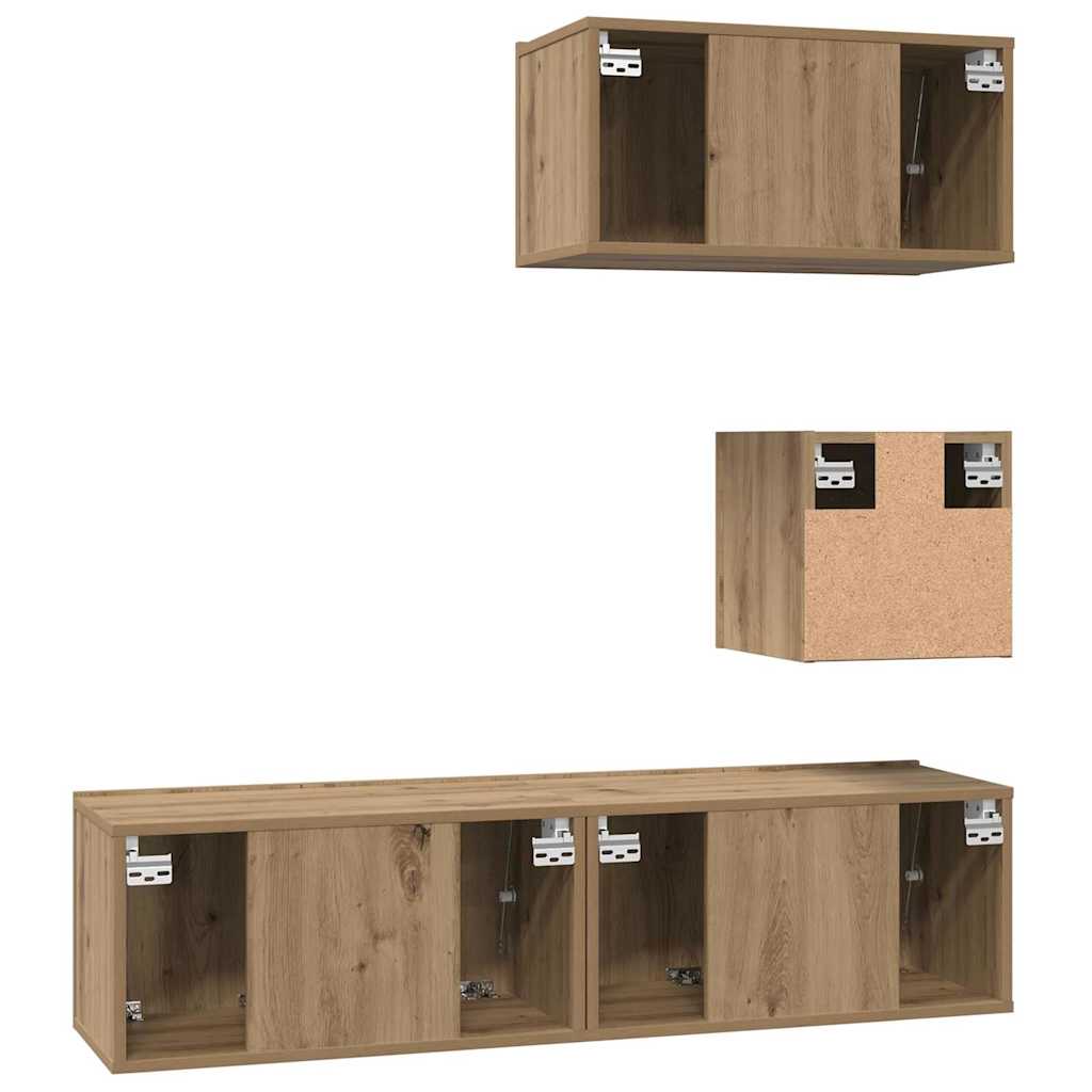 TV-Möbel-Set 4 pcs Eiche handwerklich 60 x 30 x 30 cm