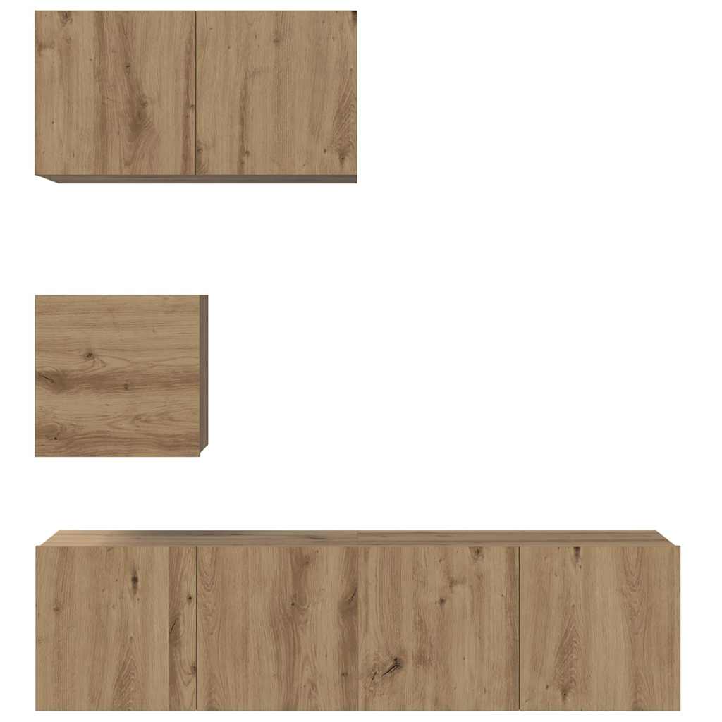 TV-Möbel-Set 4 pcs Eiche handwerklich 60 x 30 x 30 cm