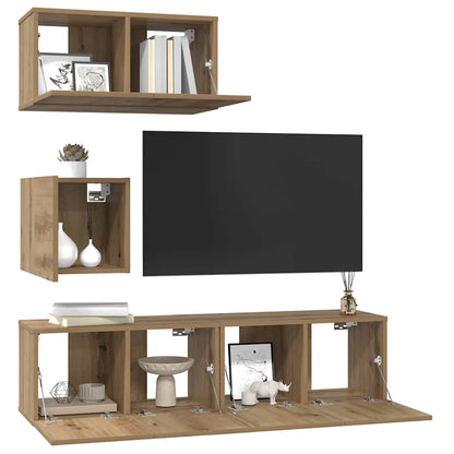 TV-Möbel-Set 4 pcs Eiche handwerklich 60 x 30 x 30 cm