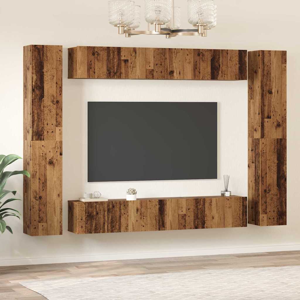 TV-Möbel-Set 10 pcs Altholz 30,5 x 30 x 90 cm Holzwerkstoff