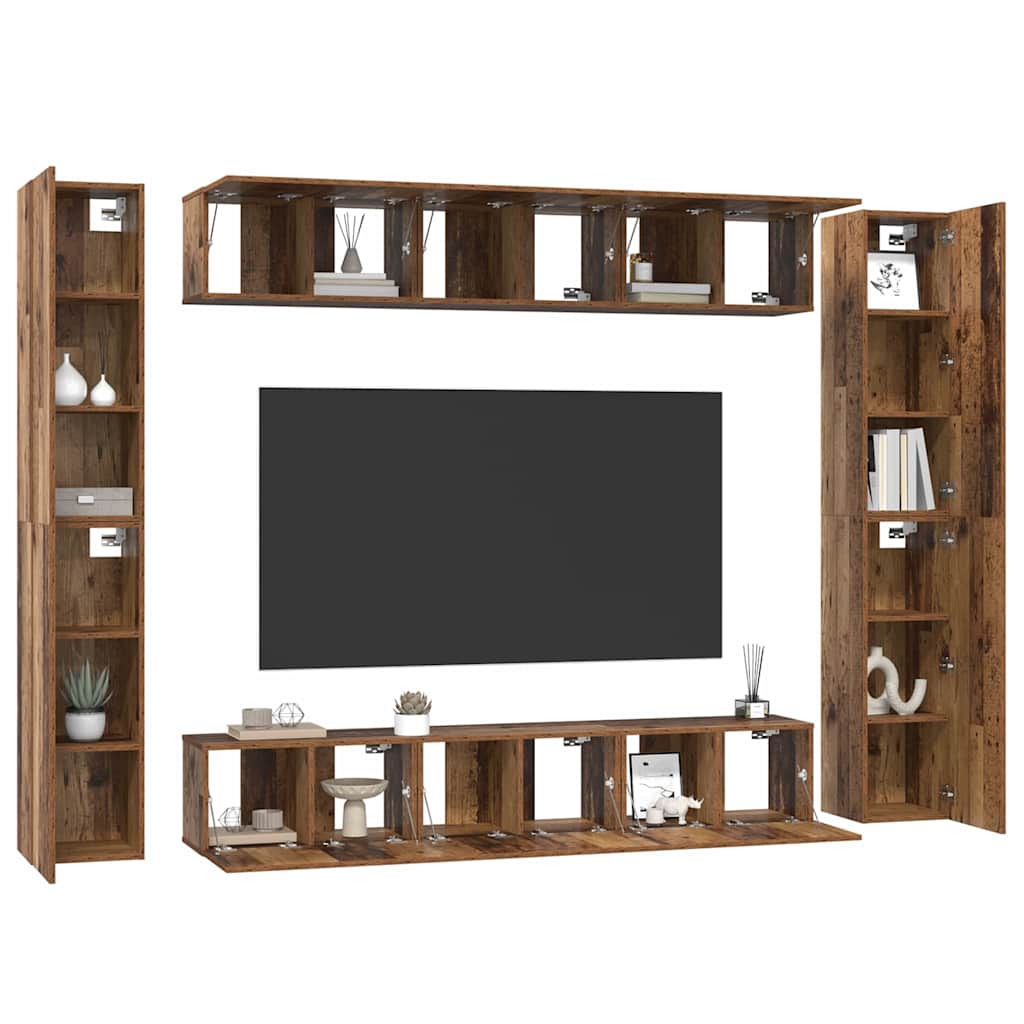 TV-Möbel-Set 10 pcs Altholz 30,5 x 30 x 90 cm Holzwerkstoff