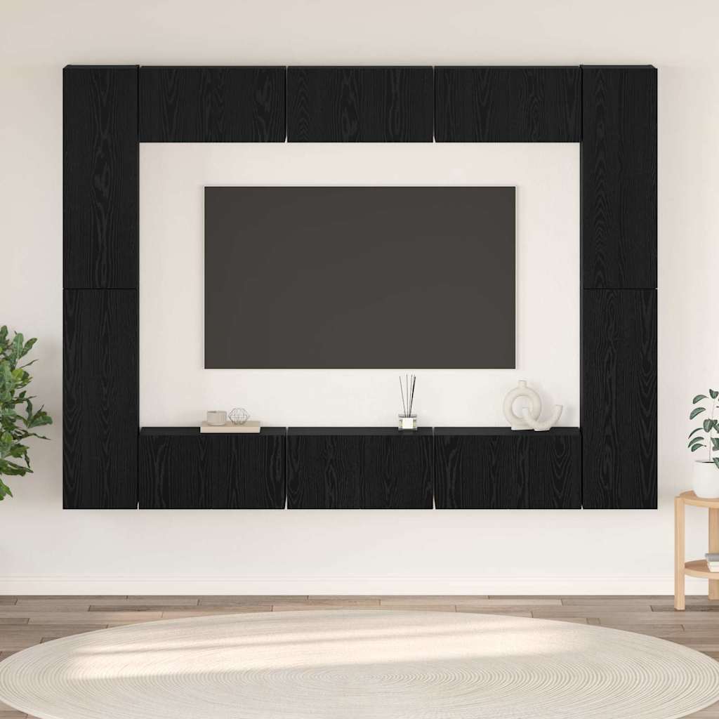 TV-Möbel-Set 10 pcs Schwarze Eiche Mittel 30,5 x 30 x 90 cm