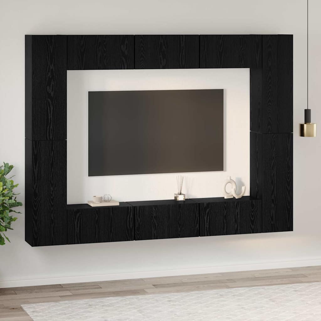 TV-Möbel-Set 10 pcs Schwarze Eiche Mittel 30,5 x 30 x 90 cm