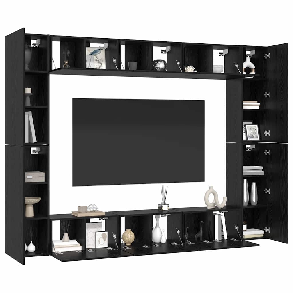 TV-Möbel-Set 10 pcs Schwarze Eiche Mittel 30,5 x 30 x 90 cm