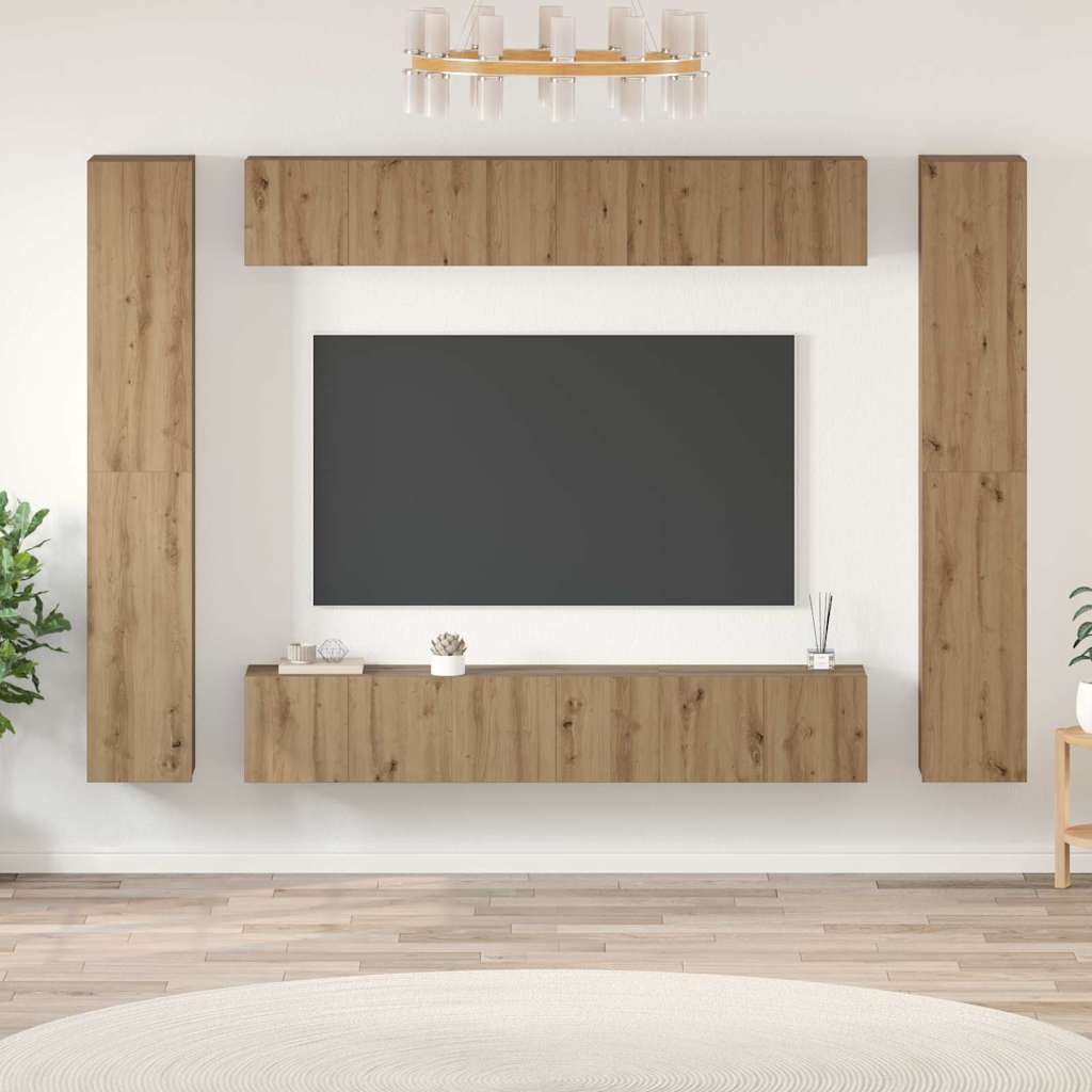 TV-Möbel-Set 10 pcs Eiche handwerklich 30,5 x 30 x 90 cm