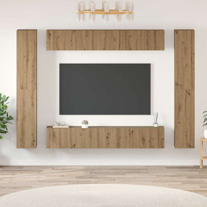 TV-Möbel-Set 10 pcs Eiche handwerklich 30,5 x 30 x 90 cm