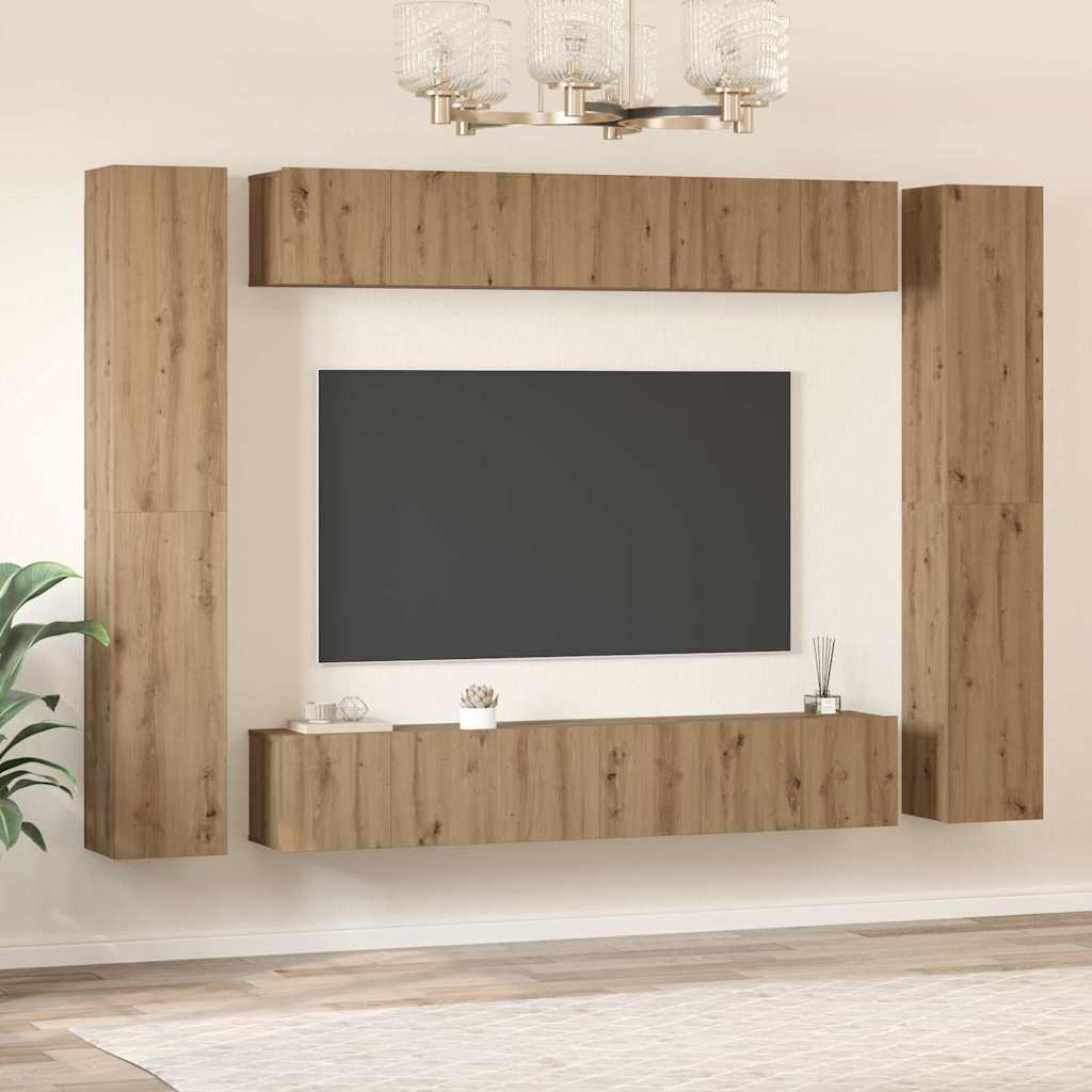 TV-Möbel-Set 10 pcs Eiche handwerklich 30,5 x 30 x 90 cm