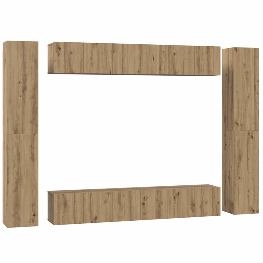 TV-Möbel-Set 10 pcs Eiche handwerklich 30,5 x 30 x 90 cm