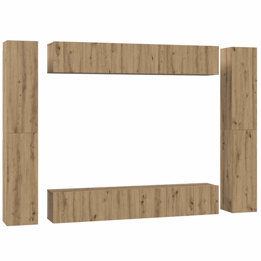 TV-Möbel-Set 10 pcs Eiche handwerklich 30,5 x 30 x 90 cm